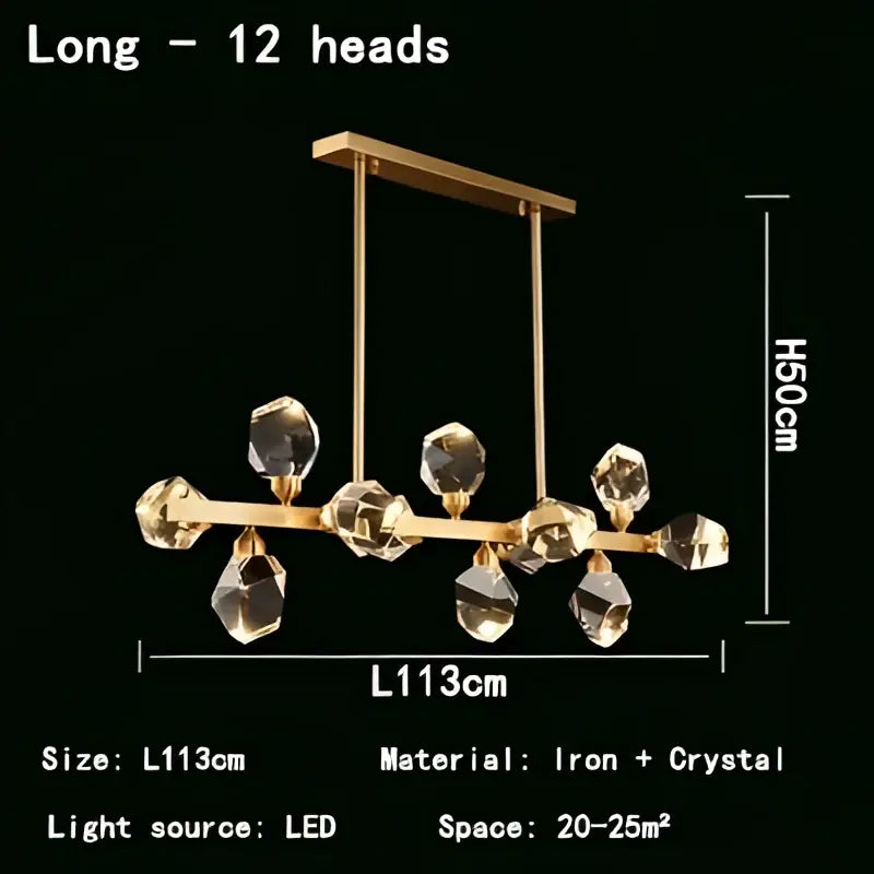 Gold Crystal LED Pendant Nordic Design