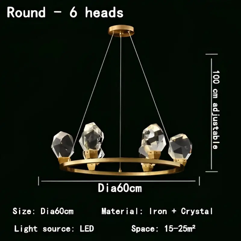 Gold Crystal LED Pendant Nordic Design