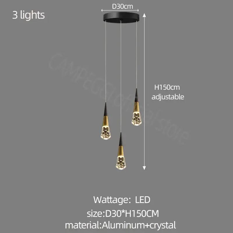 Gold Crystal Staircase Chandelier 20-Head