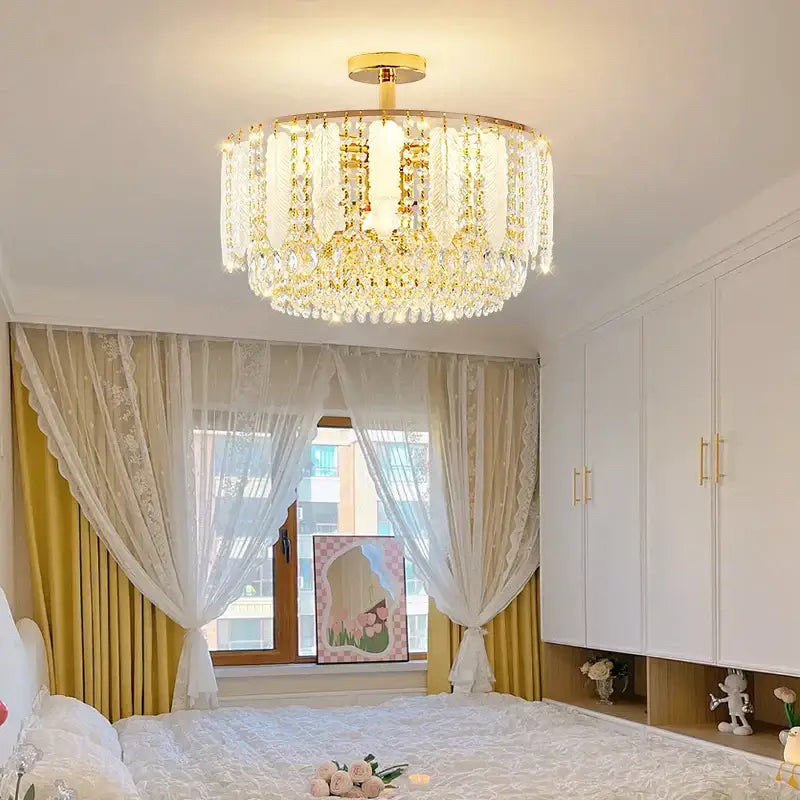 Gold Crystal Dining Chandelier Three Colours