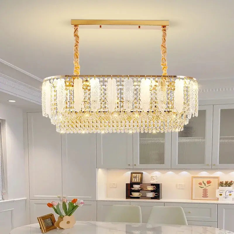 Gold Crystal Dining Chandelier Three Colours