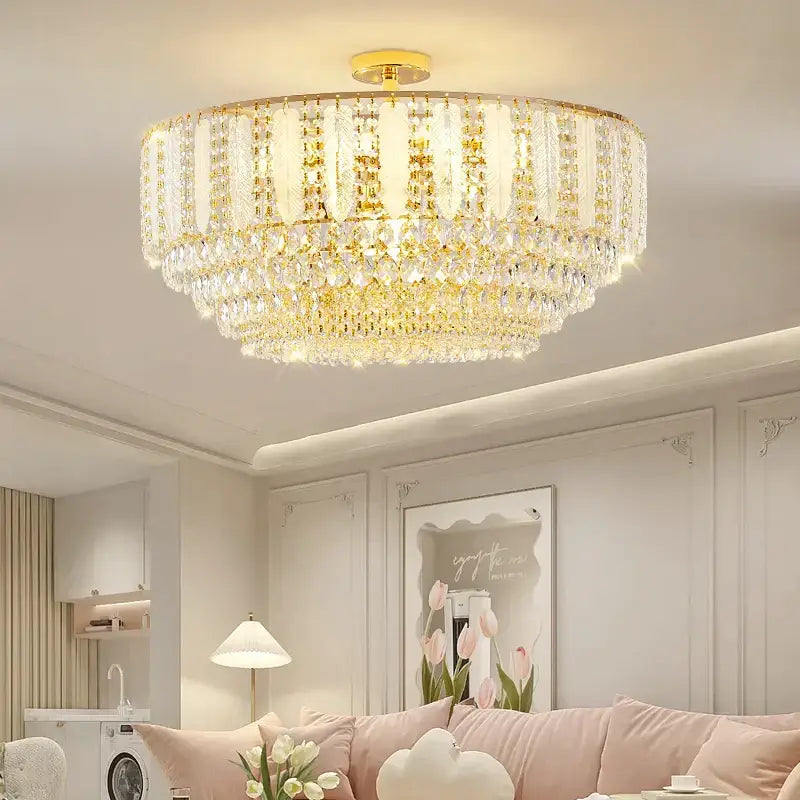 Gold Crystal Dining Chandelier Three Colours