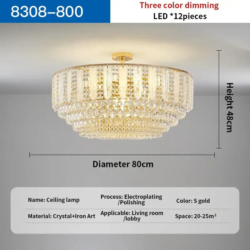 Gold Crystal Dining Chandelier Three Colours
