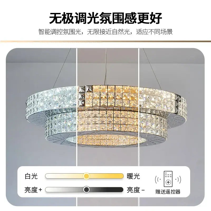Gold Crystal Tiered Light Post-Modern Design