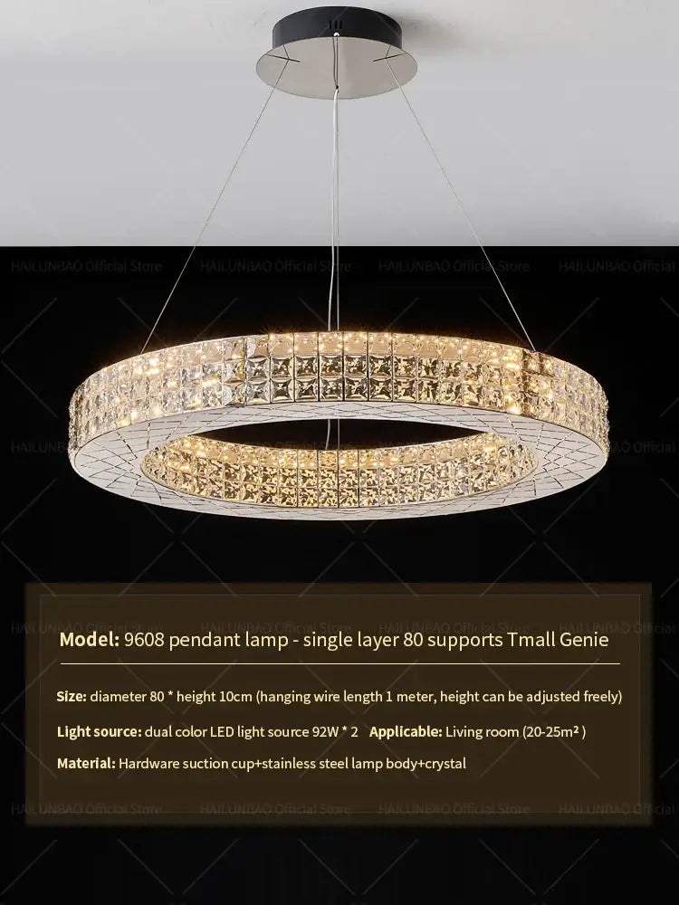 Gold Crystal Tiered Light Post-Modern Design