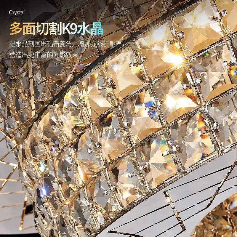 Gold Crystal Tiered Light Post-Modern Design