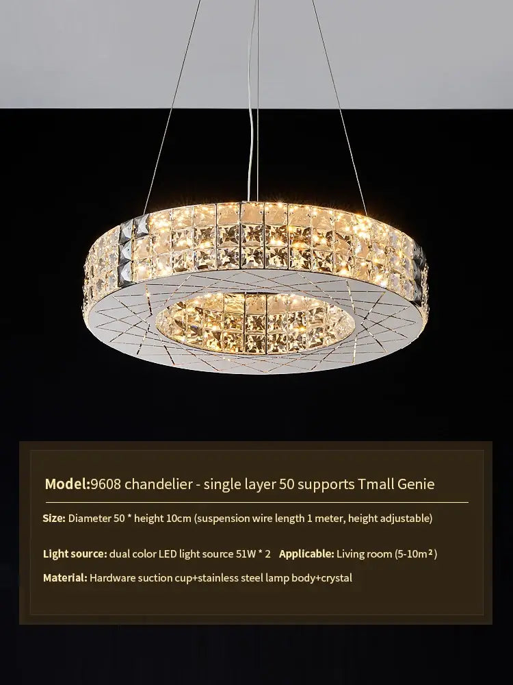 Gold Crystal Tiered Light Post-Modern Design