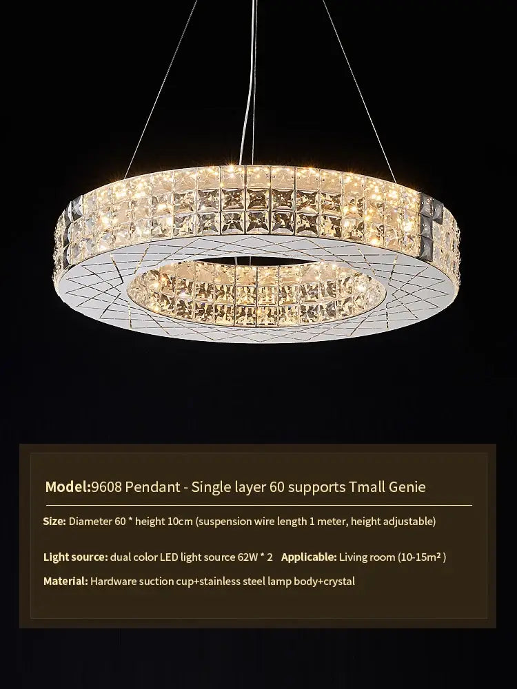 Gold Crystal Tiered Light Post-Modern Design