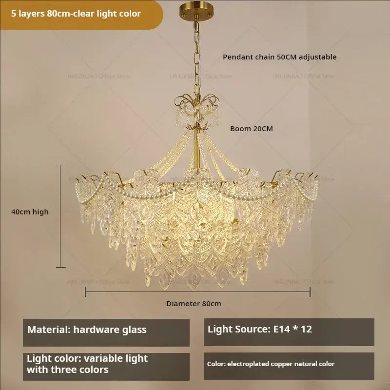 Gold Green Crystal Chandelier Light