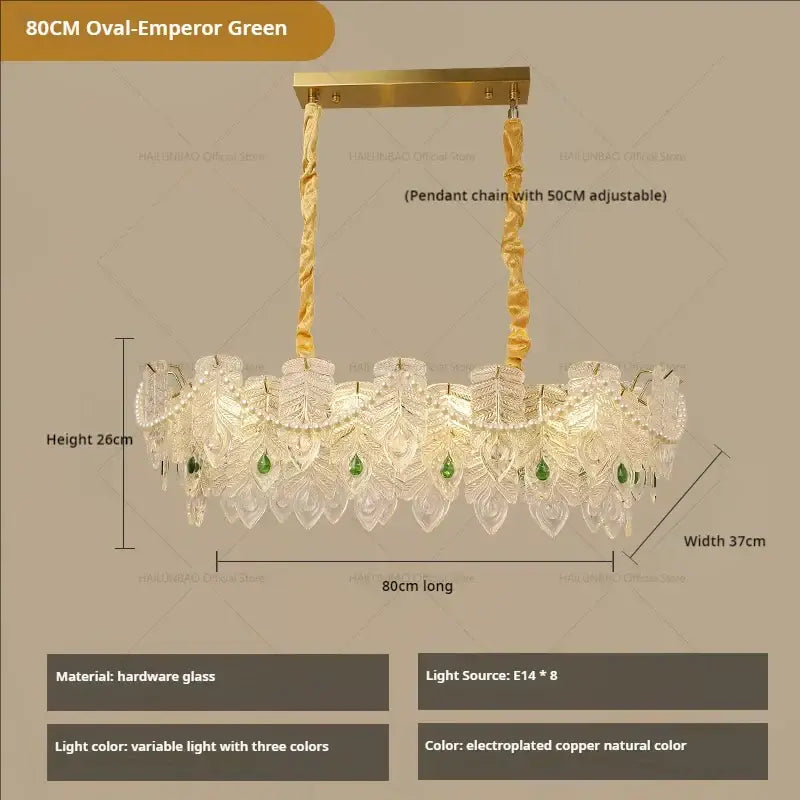 Gold Green Crystal Chandelier Light