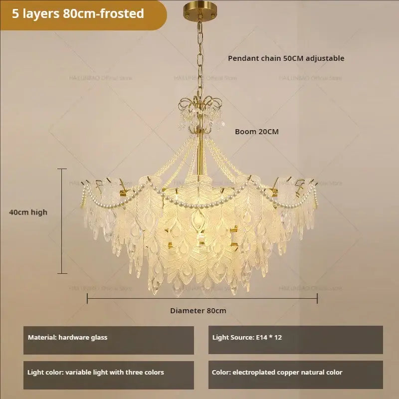 Gold Green Crystal Chandelier Light