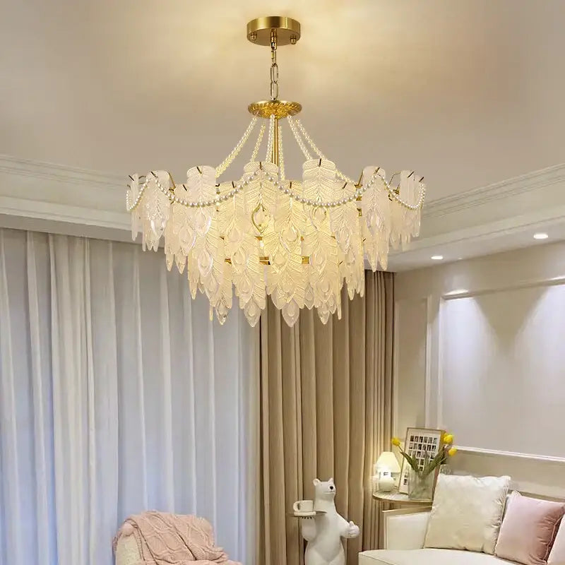 Gold Green Crystal Chandelier Light
