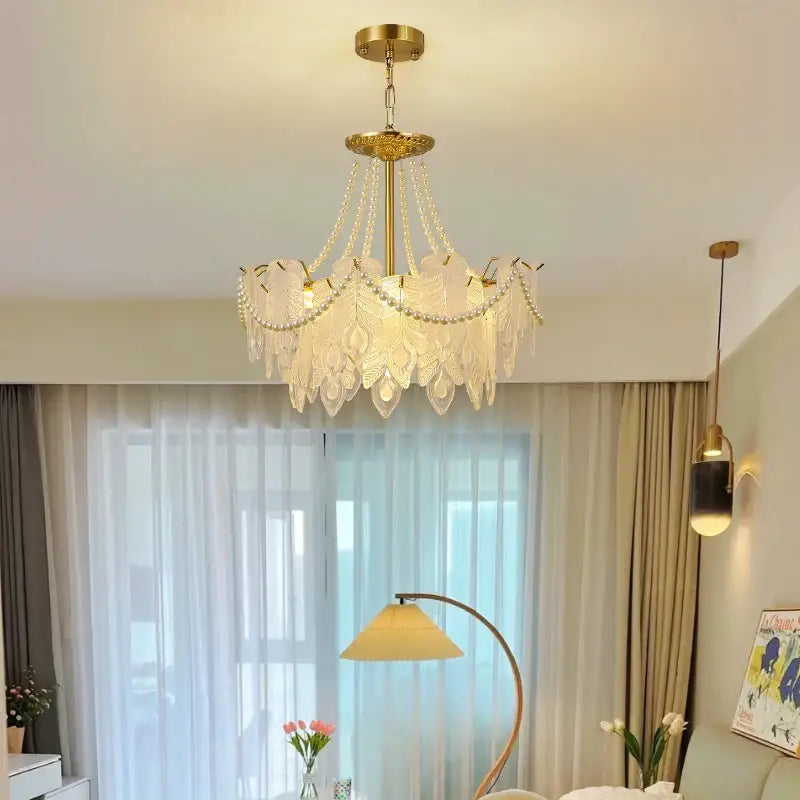 Gold Green Crystal Chandelier Light