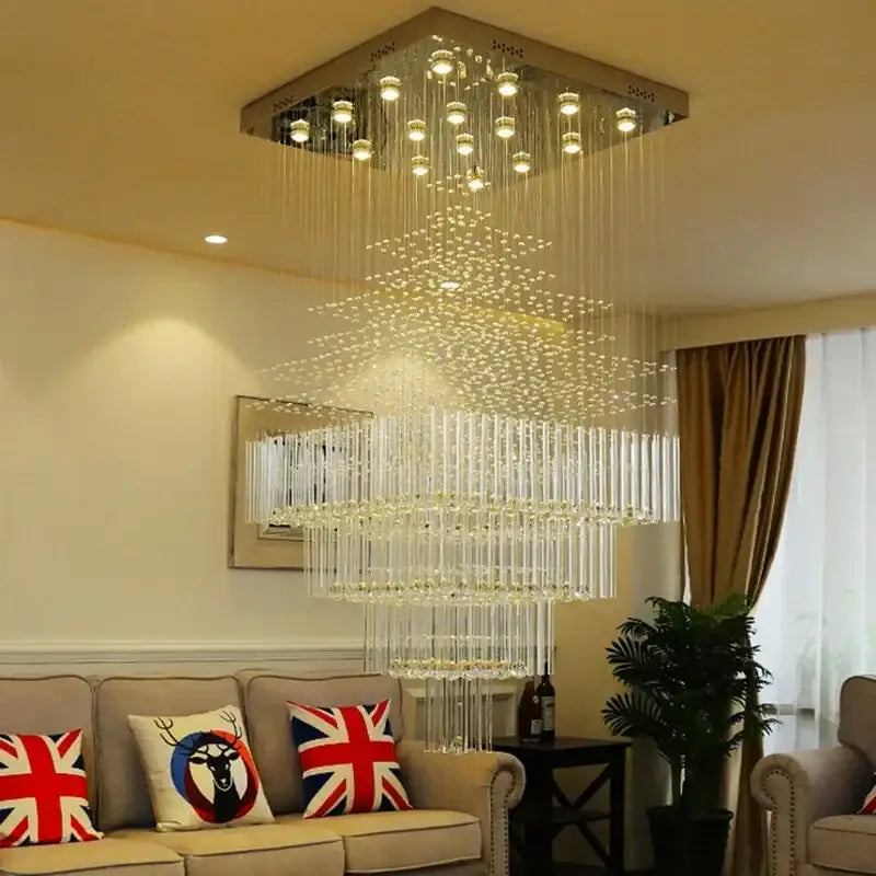 Crystal Tiered Chandelier For Grand Lobby