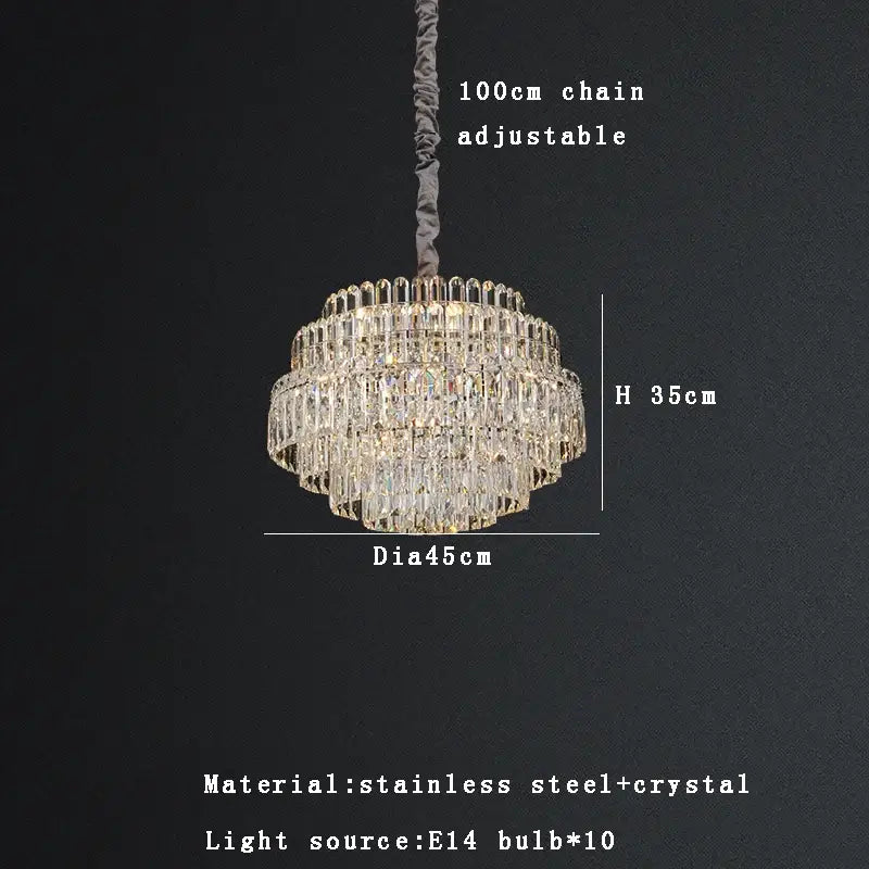 Gold Crystal Pendant Light Bronze Finish