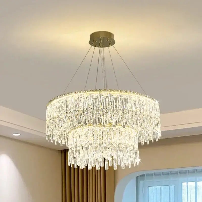 Gold Wave Crystal Chandelier Fluid Design