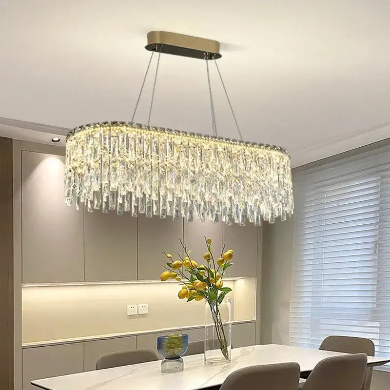 Gold Wave Crystal Chandelier Fluid Design