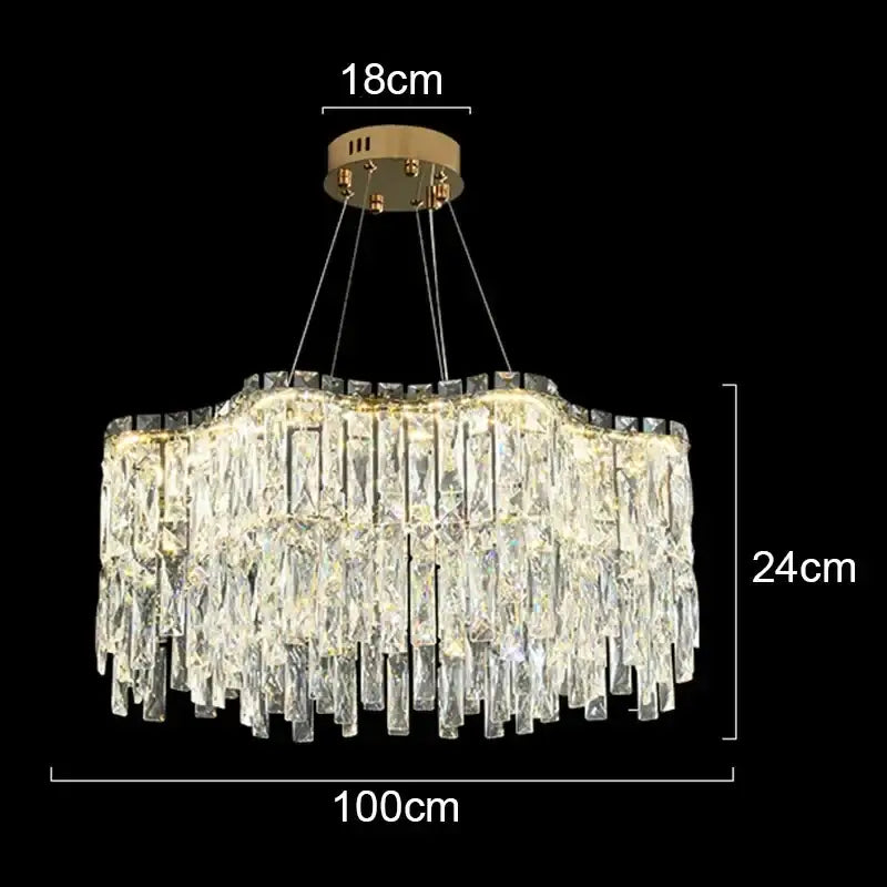 Gold Wave Crystal Chandelier Fluid Design
