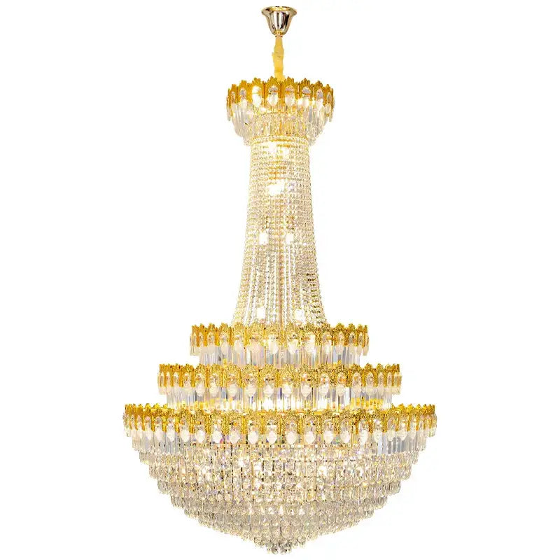 Gold Crystal Tiered Chandelier Grand Living Space