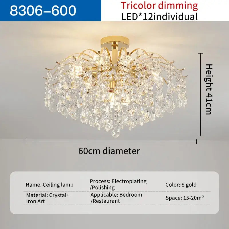 Gold Crystal Chandelier Light 14-Head Design