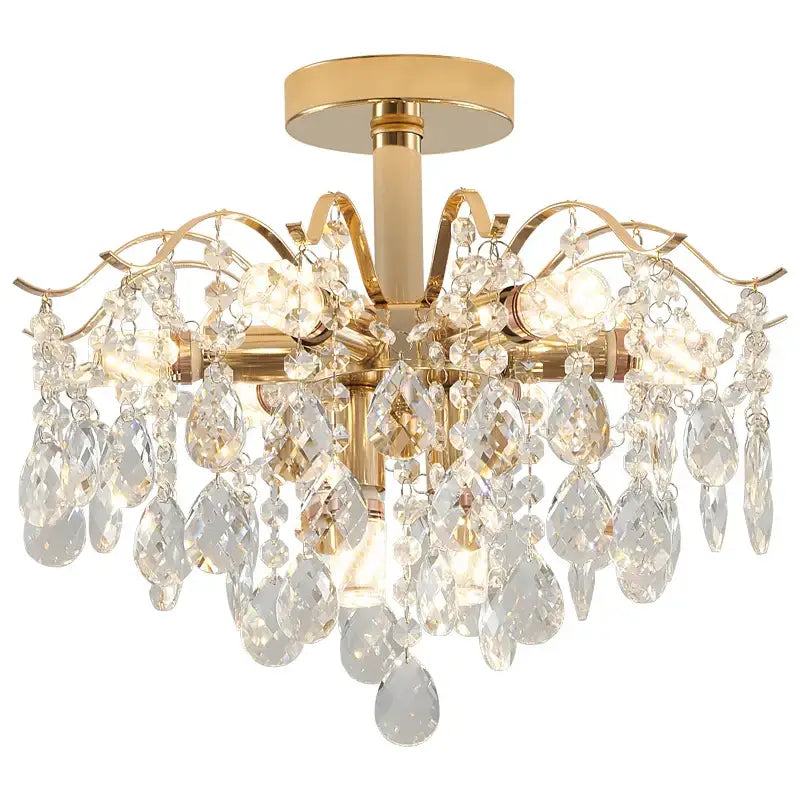 Gold Crystal Chandelier Light 14-Head Design