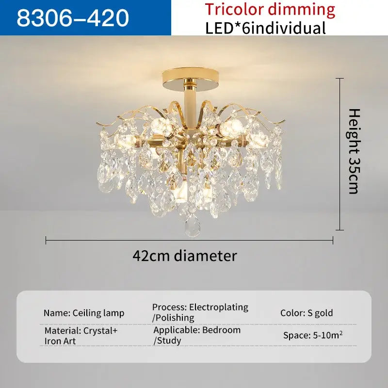 Gold Crystal Chandelier Light 14-Head Design
