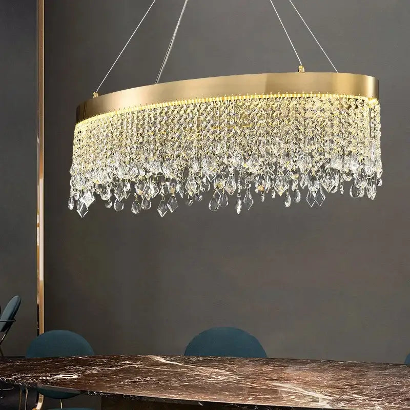 Gold Crystal Luxury Chandelier Remote Dimmable