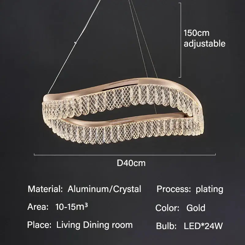 Gold Tiered Crystal Chandelier RC Dimmable