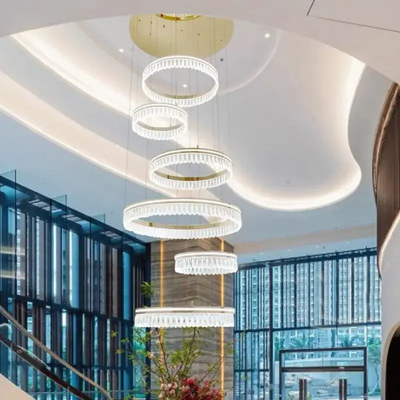 Gold Tiered Crystal Chandelier RC Dimmable
