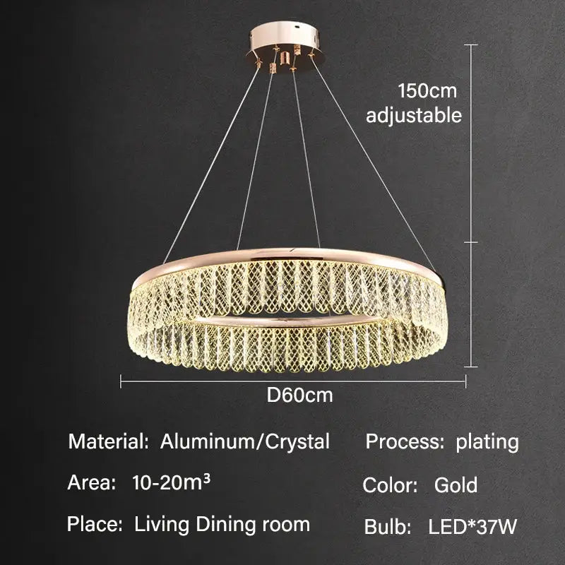 Gold Tiered Crystal Chandelier RC Dimmable