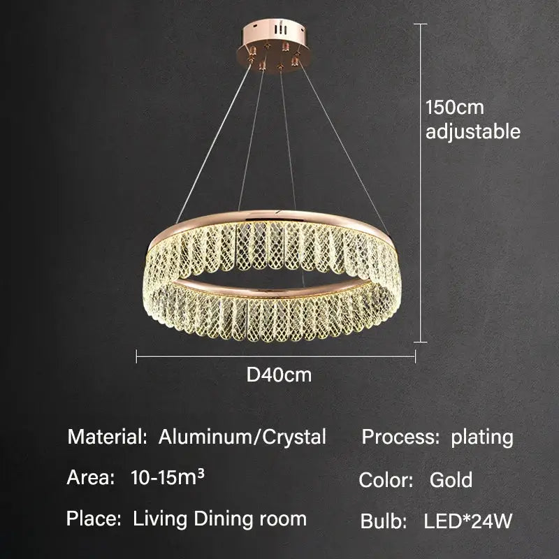 Gold Tiered Crystal Chandelier RC Dimmable