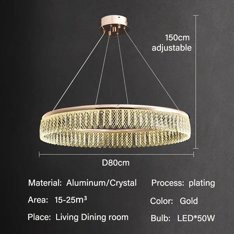 Gold Tiered Crystal Chandelier RC Dimmable