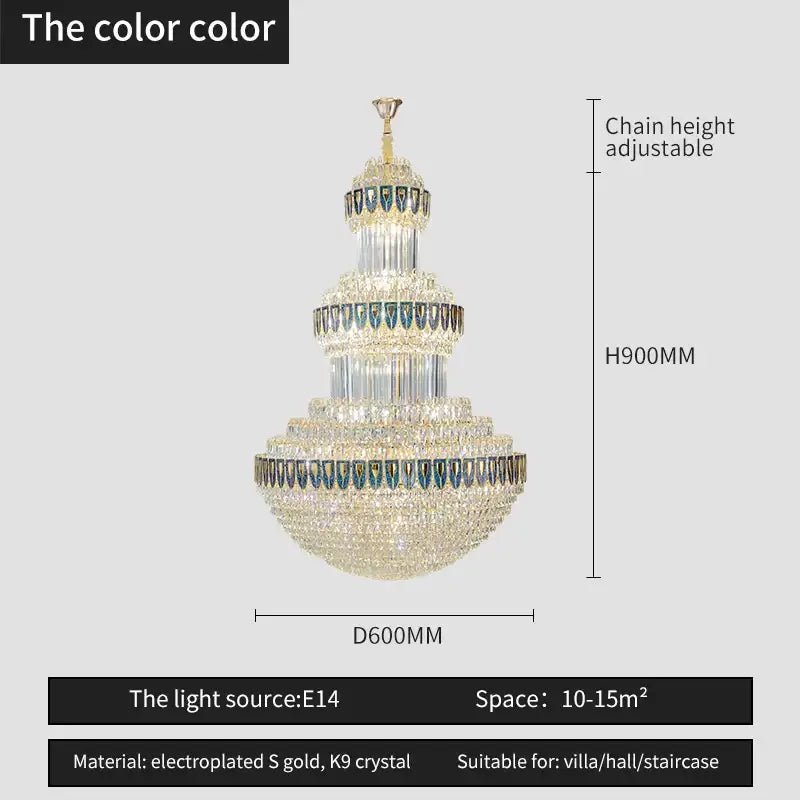 Gold Crystal Villa Chandelier For Hotels