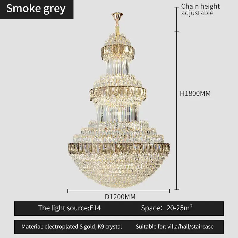 Gold Crystal Villa Chandelier For Hotels