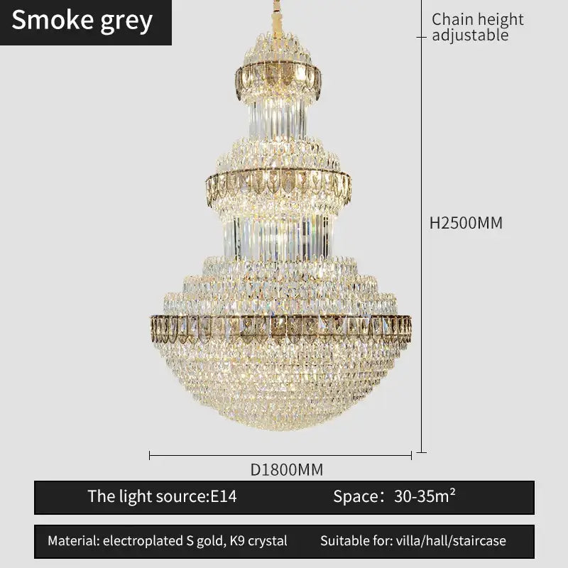 Gold Crystal Villa Chandelier For Hotels