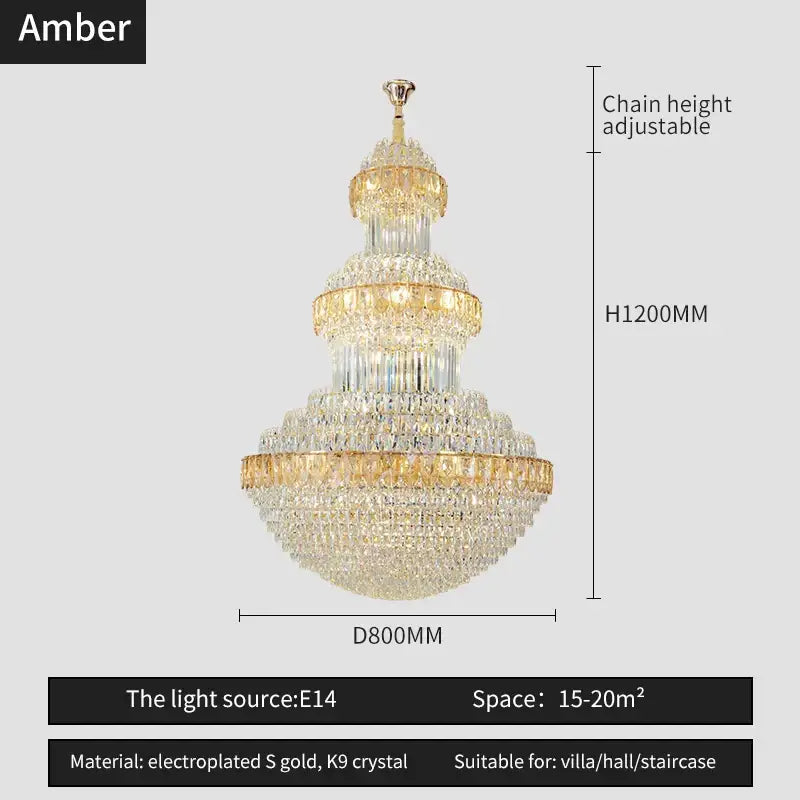 Gold Crystal Villa Chandelier For Hotels