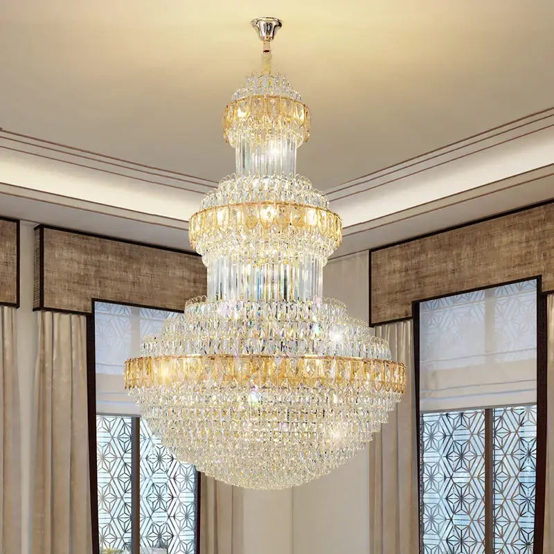 Gold Crystal Villa Chandelier For Hotels