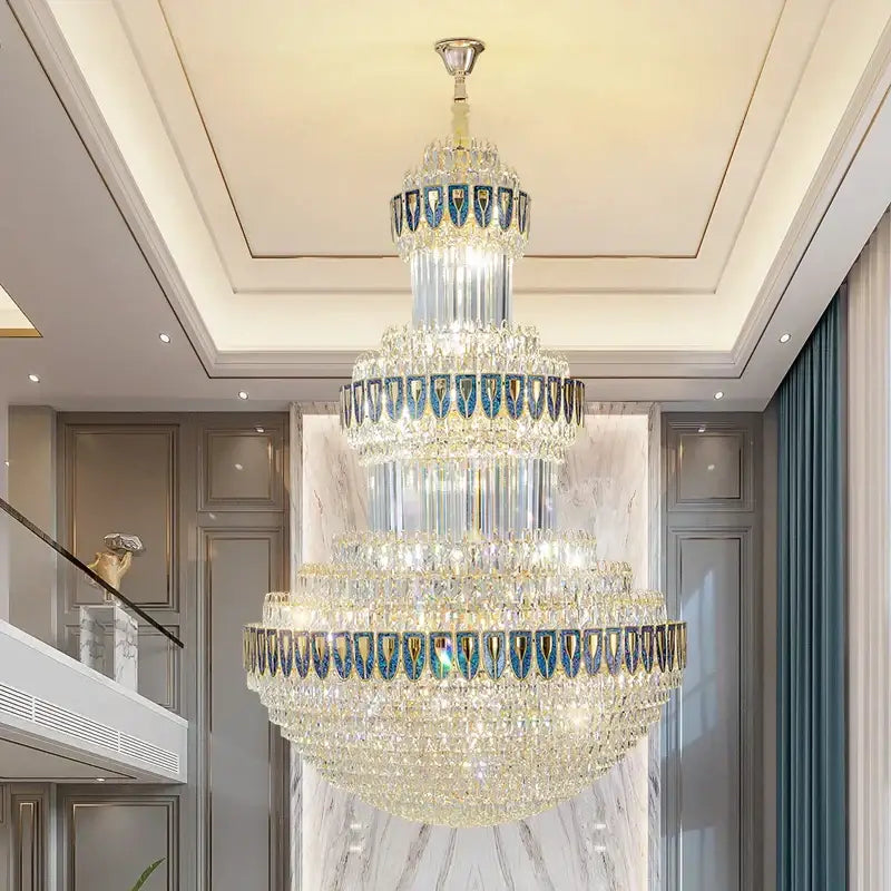 Gold Crystal Villa Chandelier For Hotels