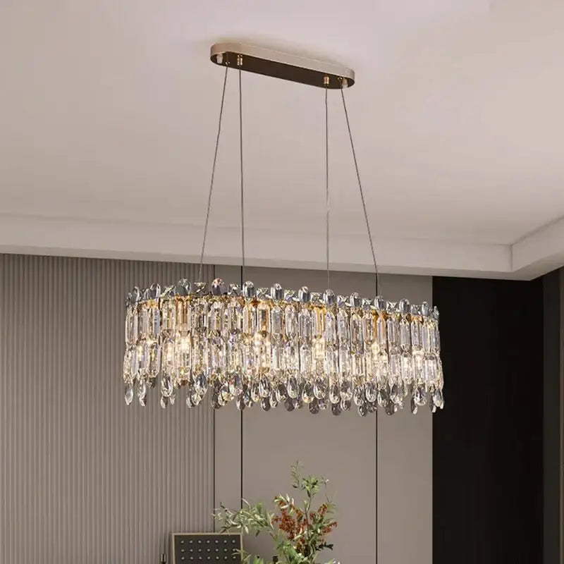 Gold Crystal Pendant Light App Dimmable