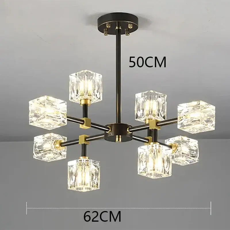 Gold Cube Crystal Chandelier