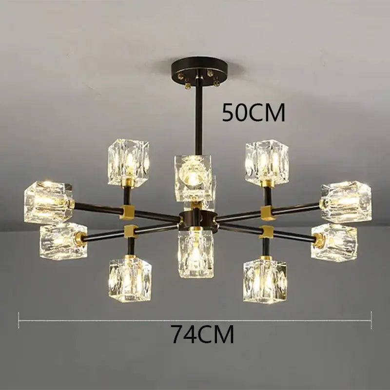 Gold Cube Crystal Chandelier