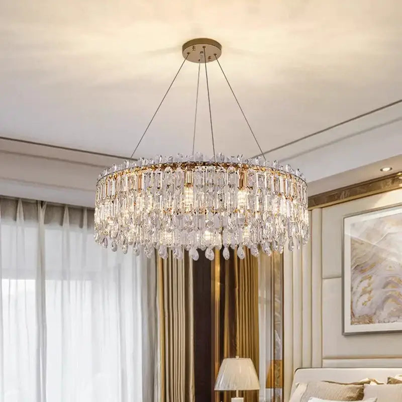 Gold Crystal Pendant Light App Dimmable
