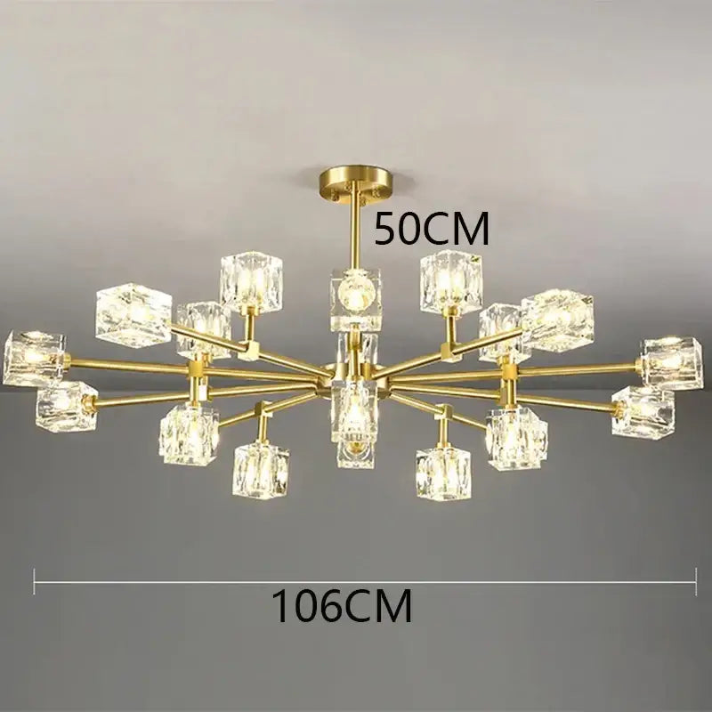 Gold Cube Crystal Chandelier