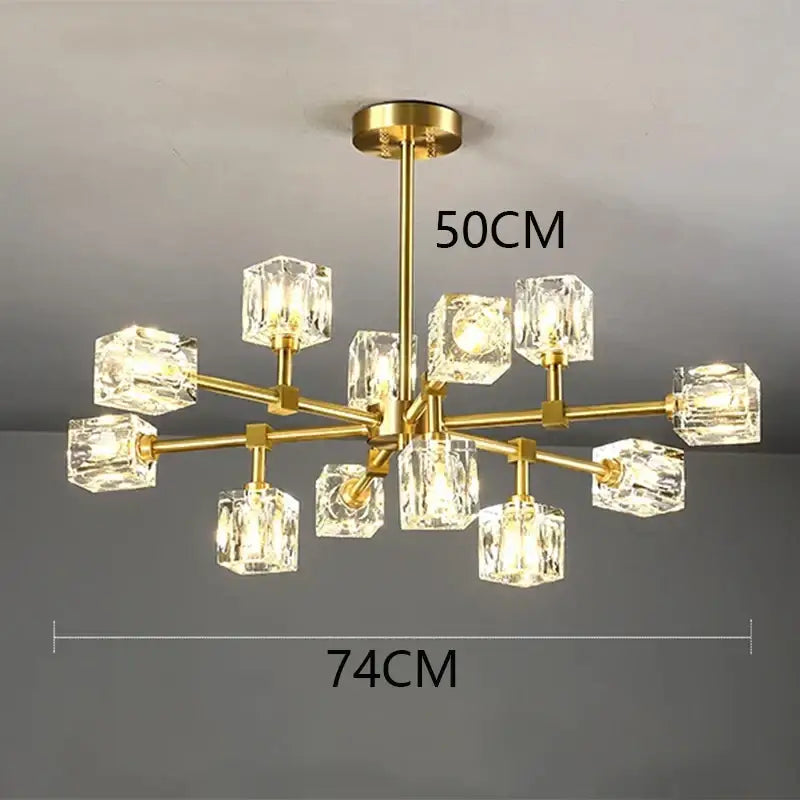 Gold Cube Crystal Chandelier
