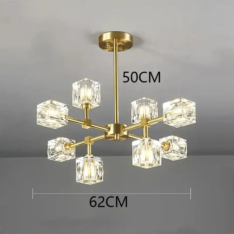 Gold Cube Crystal Chandelier
