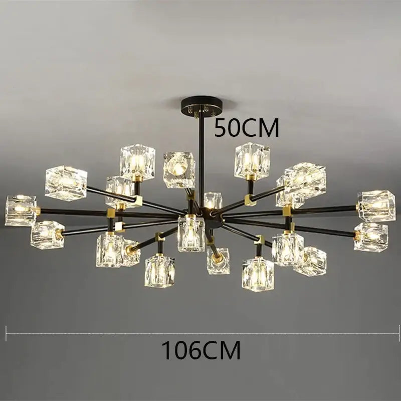 Gold Cube Crystal Chandelier
