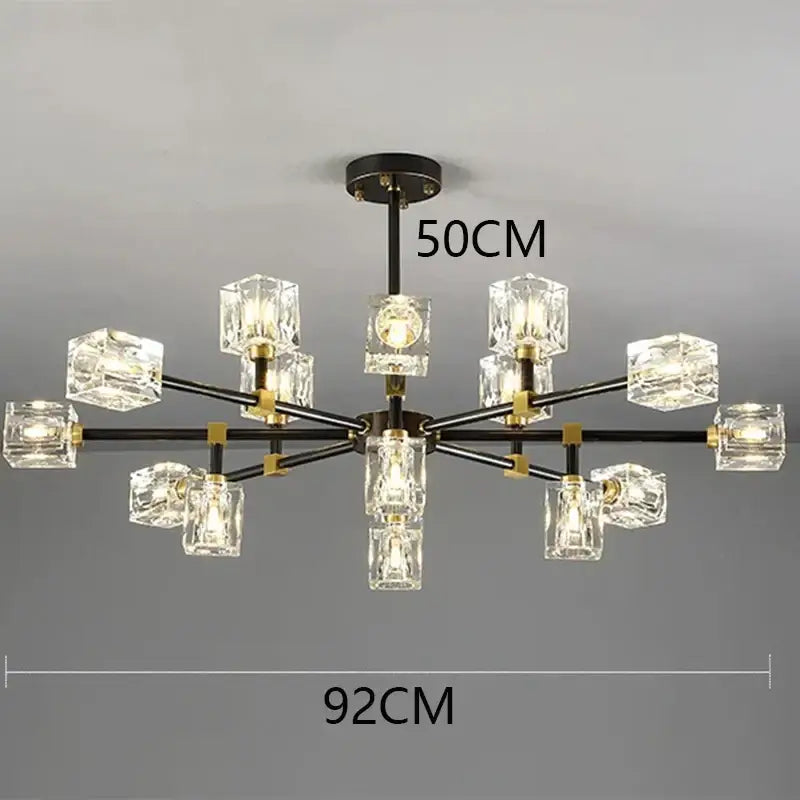 Gold Cube Crystal Chandelier