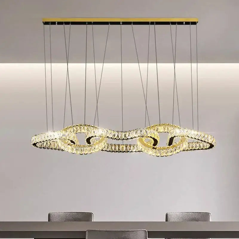 Silver Crystal Pendant Light Adjustable Design