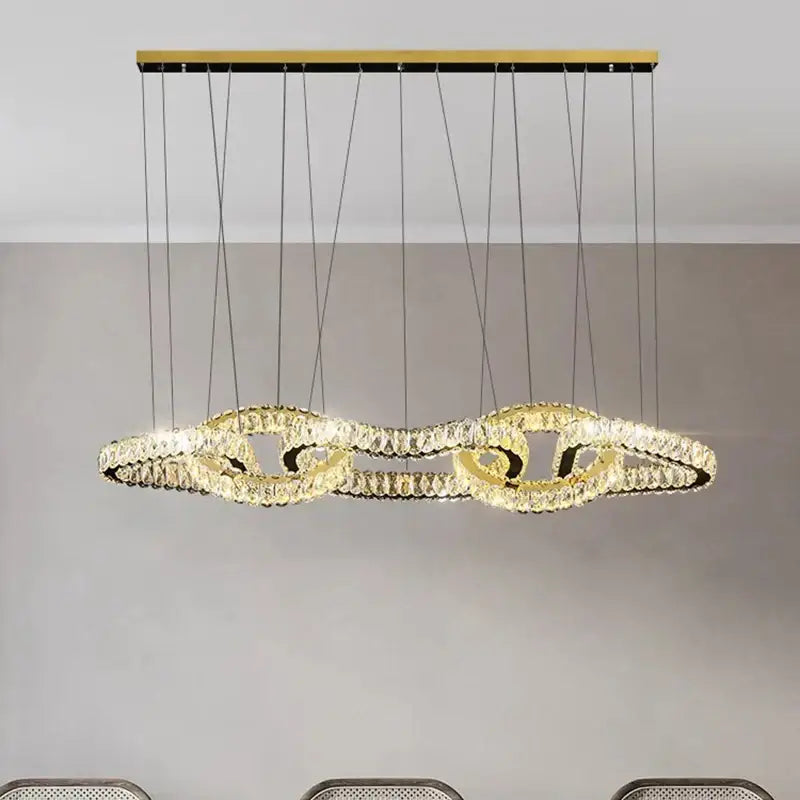 Silver Crystal Pendant Light Adjustable Design