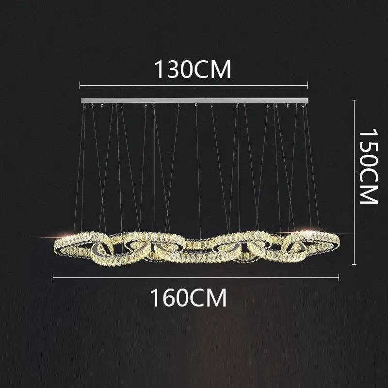 Silver Crystal Pendant Light Adjustable Design
